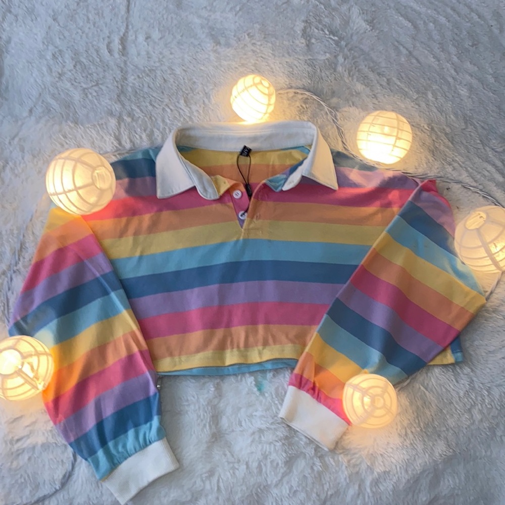 Zaful brand, size S, rainbow crop top.🌈